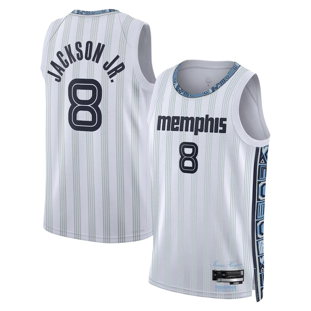 Johmsee M.Grizzlies #8 Jaren Jackson Jr. White 2025-2026 Swingman Stitched Jerseys- City Edition