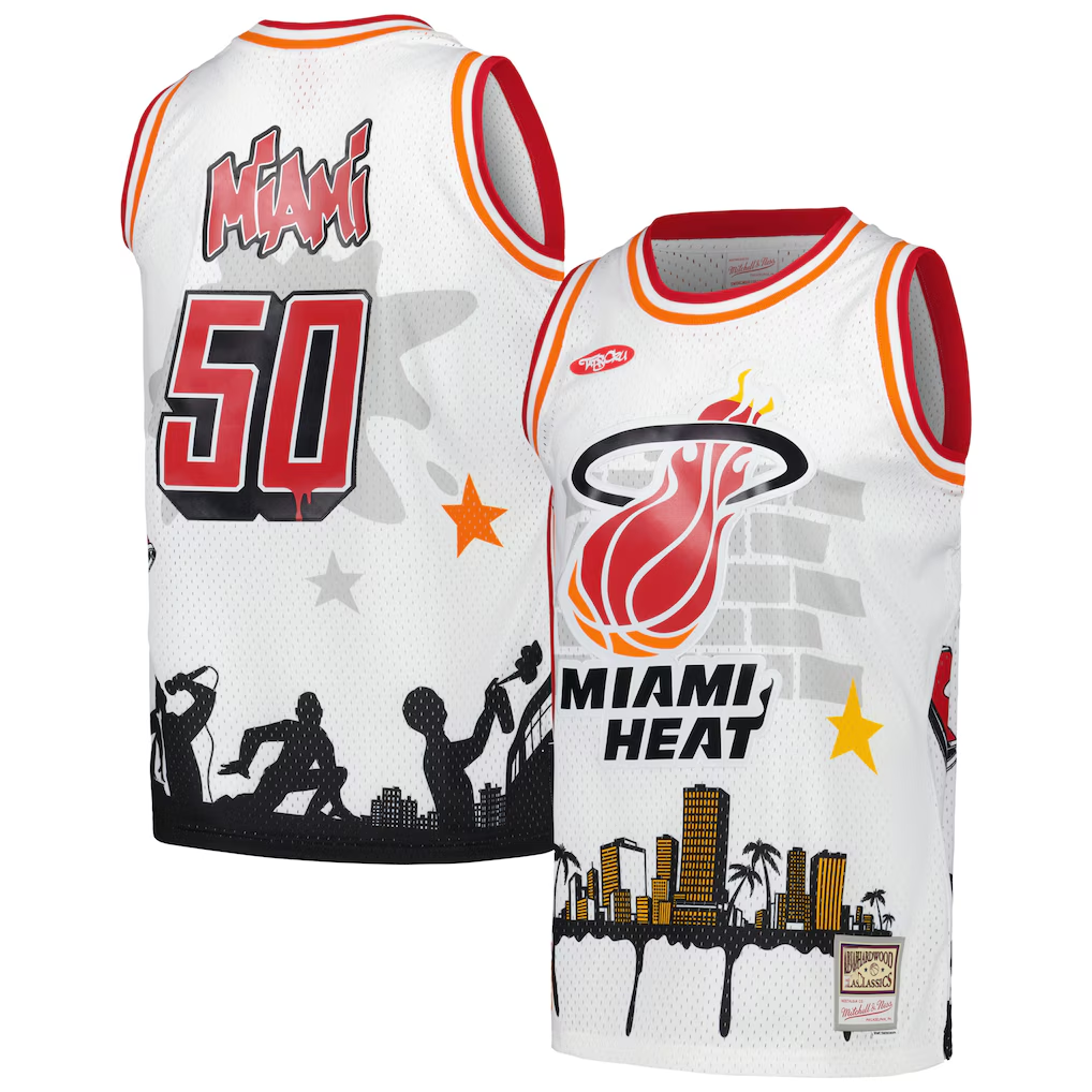 Johmsee M.Heat Mitchell & Ness x Tats Cru White Hardwood Classics Fashion Jerseys