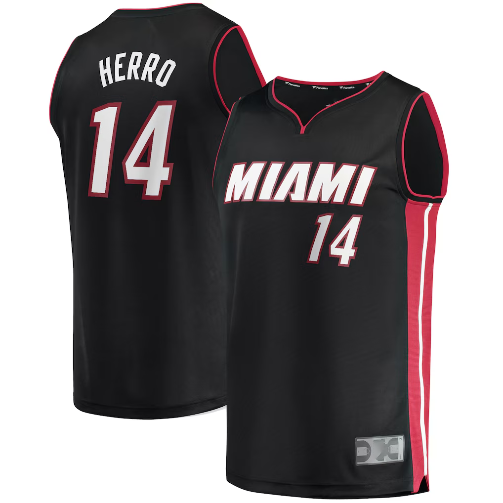 Johmsee M.Heat #14 Tyler Herro Black Fast Break Replica Jerseys - Icon Edition