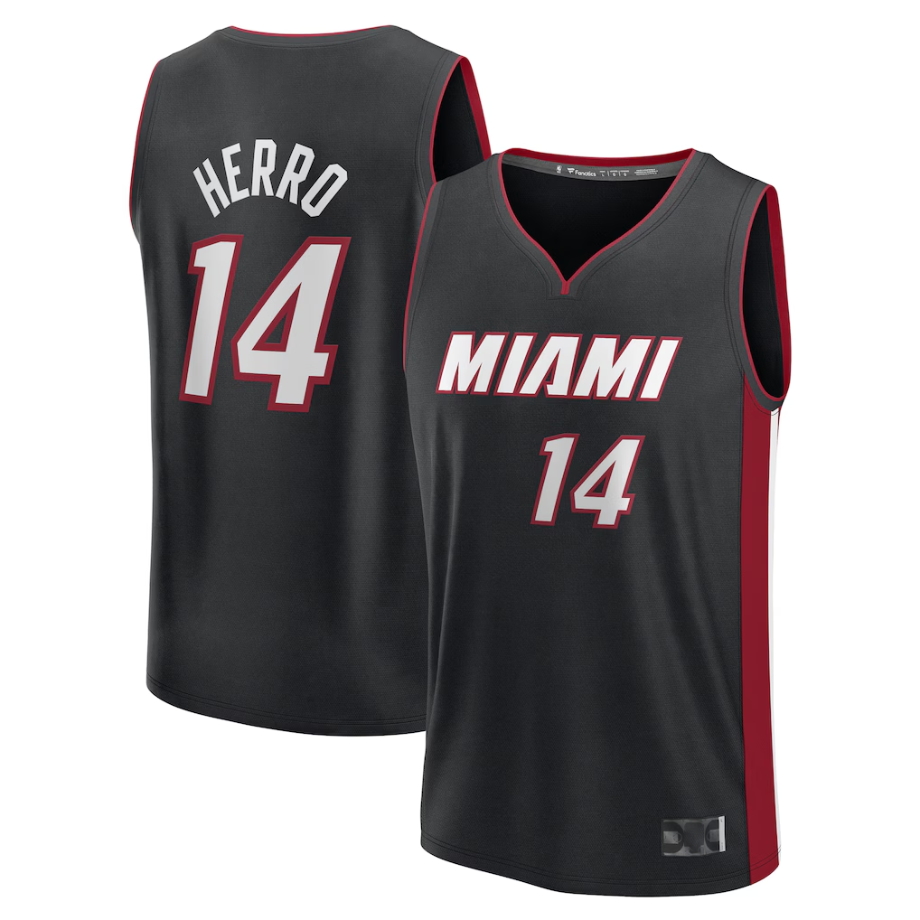 Johmsee M.Heat #14 Tyler Herro Black Fast Break Replica Player Jerseys - Icon Edition