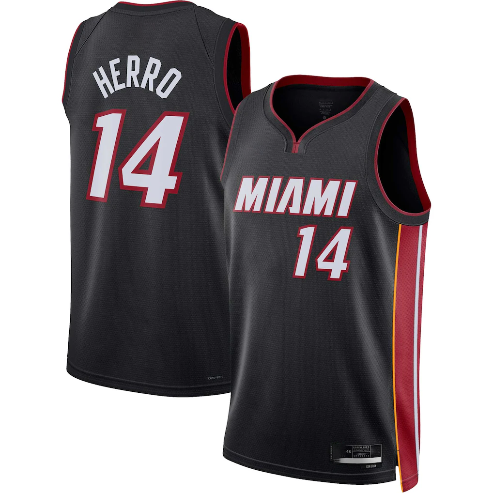 Johmsee M.Heat #14 Tyler Herro Black Swingman Jerseys - Icon Edition