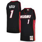 Johmsee M.Heat #1 Chris Bosh Mitchell & Ness Black 2012-13 Hardwood Classics Swingman Jerseys