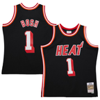 Johmsee M.Heat #1 Chris Bosh Mitchell & Ness Black 2013-14 Hardwood Classics Swingman Jerseys