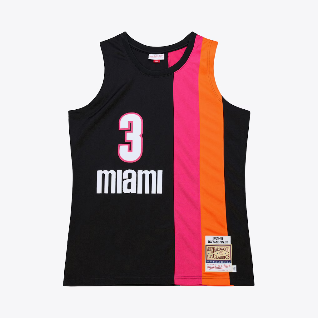 Johmsee M.Heat #3 Dwyane Wade Mitchell & Ness Black 2005-06 Hardwood Classics Authentic Jerseys
