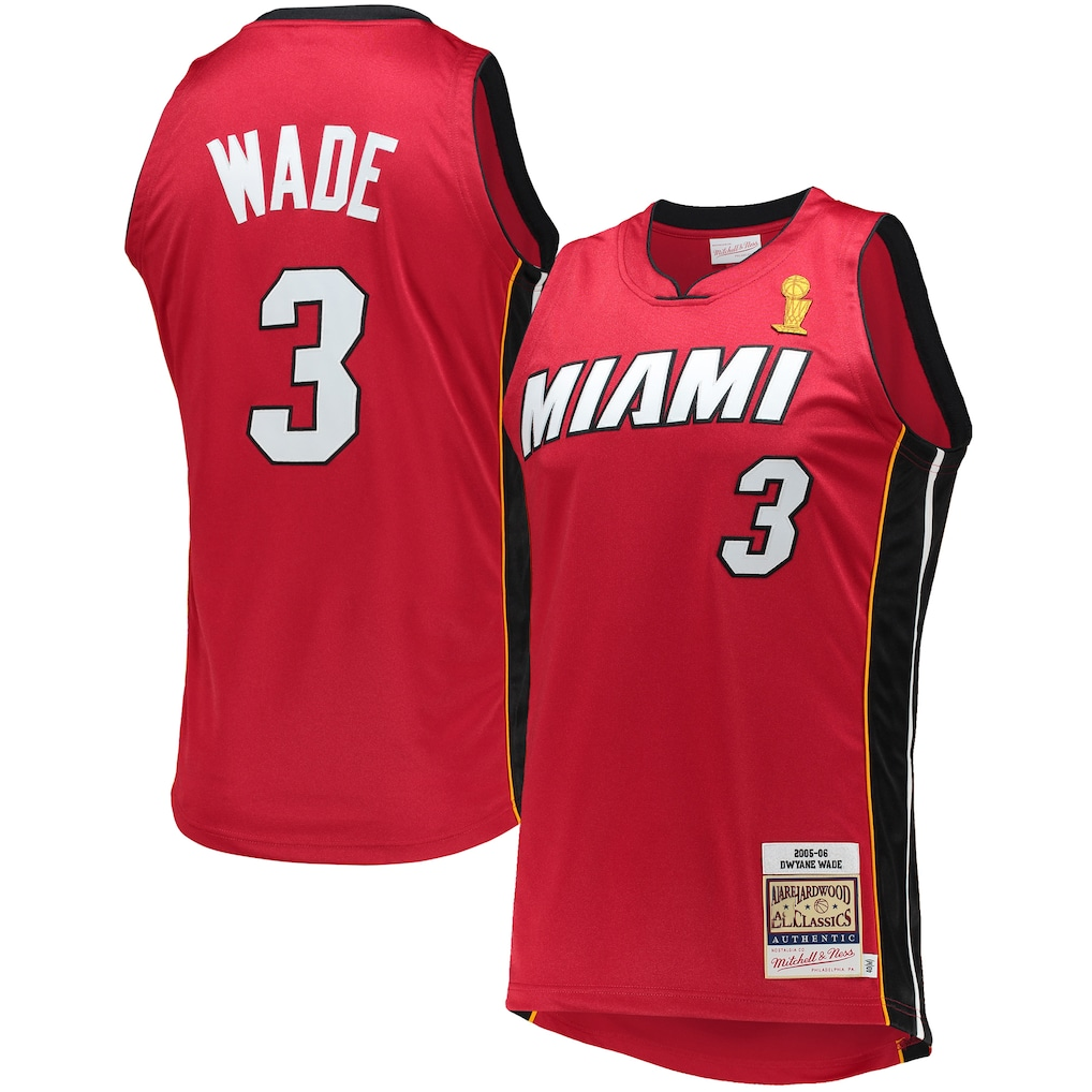 Johmsee M.Heat #3 Dwyane Wade Mitchell & Ness Red 2005-06 Hardwood Classics Authentic Jerseys