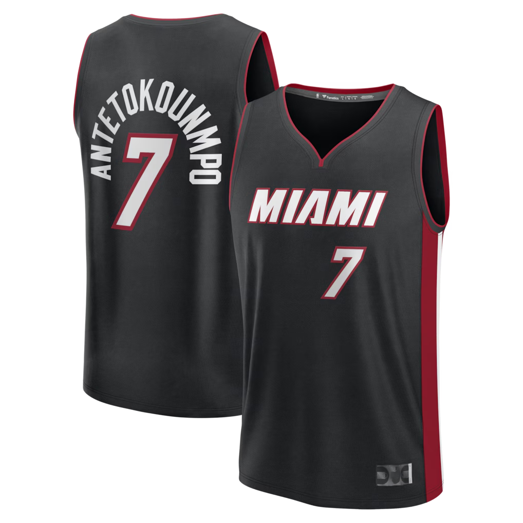Johmsee M.Heat #7 Giannis Antetokounmpo Black Fast Break Jerseys - Icon Edition