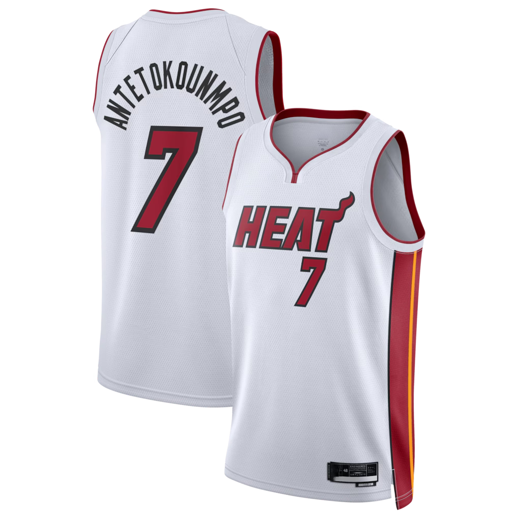 Johmsee M.Heat #7 Giannis Antetokounmpo White Swingman Jerseys - Association Edition