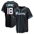 Johmsee M.Marlins #18 Griffin Conine Player Black Fashion Out Home Game Stitched Jerseys