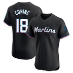 Johmsee M.Marlins #18 Griffin Conine Player Black Vapor Home Limited Elite Stitched Jerseys