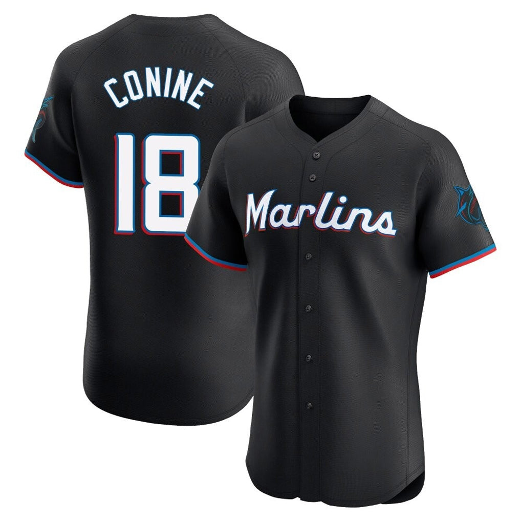 Johmsee M.Marlins #18 Griffin Conine Player Black Vapor Home Limited Elite Stitched Jerseys