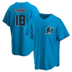 Johmsee M.Marlins #18 Griffin Conine Player Blue Home Game Stitched Jerseys