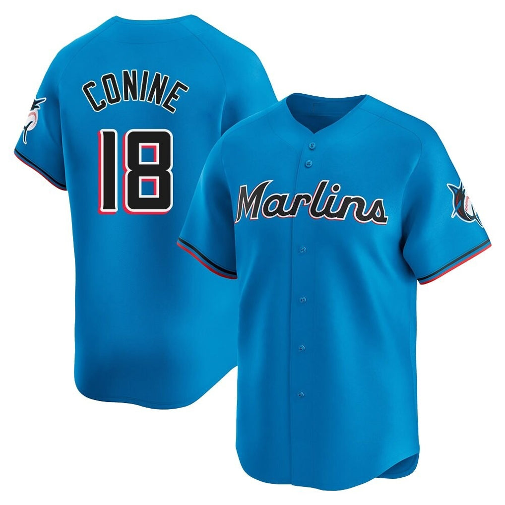Johmsee M.Marlins #18 Griffin Conine Player Blue Home Limited Stitched Jerseys