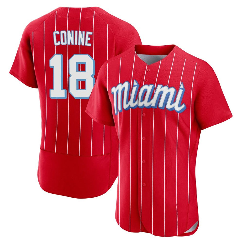 Johmsee M.Marlins #18 Griffin Conine Player Red City Connect Home Limited Elite Stitched Jerseys