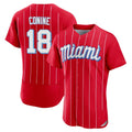 Johmsee M.Marlins #18 Griffin Conine Player Red City Connect Home Limited Elite Stitched Jerseys