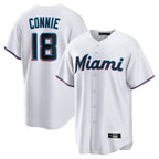 Johmsee M.Marlins #18 Griffin Conine Player White  Home Game Stitched Jerseys