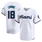 Johmsee M.Marlins #18 Griffin Conine Player White  Home Limited Stitched Jerseys