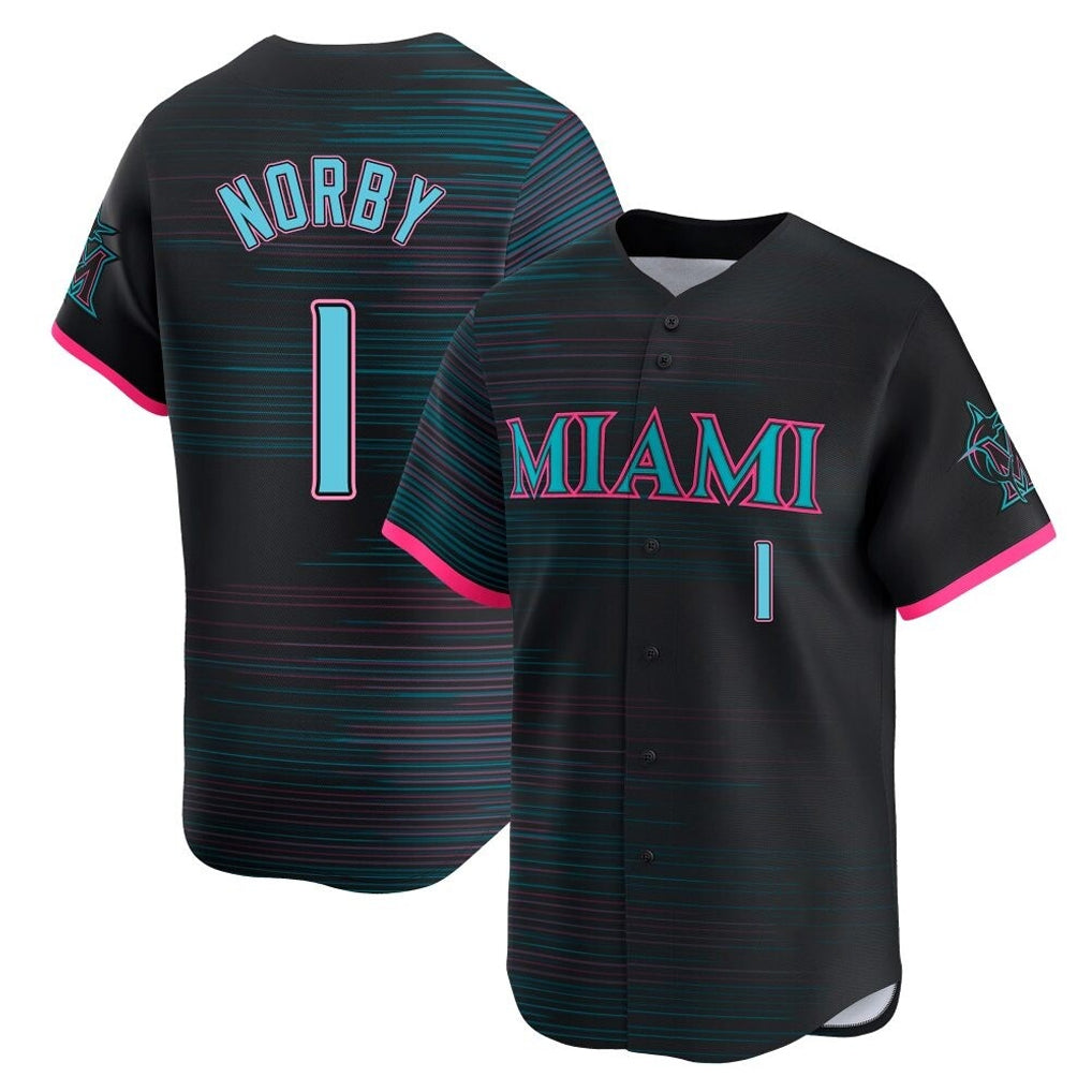 Johmsee M.Marlins #1 Connor Norby Player Black City Connect Home Limited Stitched Jerseys