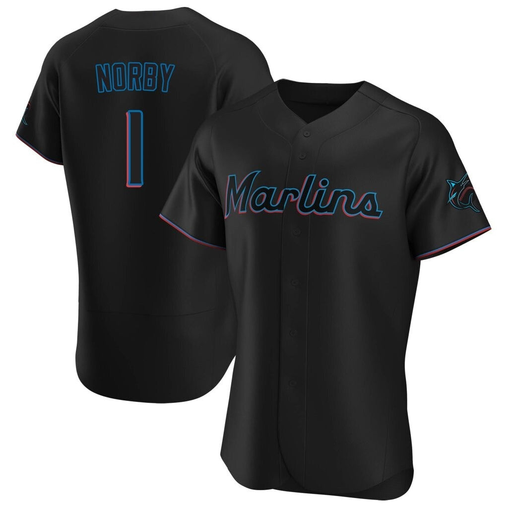 Johmsee M.Marlins #1 Connor Norby Player Black  Home Limited Stitched Jerseys