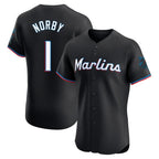 Johmsee M.Marlins #1 Connor Norby Player Black Vapor Home Limited Elite Stitched Jerseys