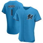 Johmsee M.Marlins #1 Connor Norby Player Blue Home Limited Elite Stitched Jerseys