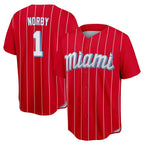 Johmsee M.Marlins #1 Connor Norby Player Red City Connect Home Game Stitched Jerseys