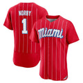 Johmsee M.Marlins #1 Connor Norby Player Red City Connect Home Limited Elite Stitched Jerseys