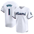 Johmsee M.Marlins #1 Connor Norby Player White Home Limited Stitched Jerseys