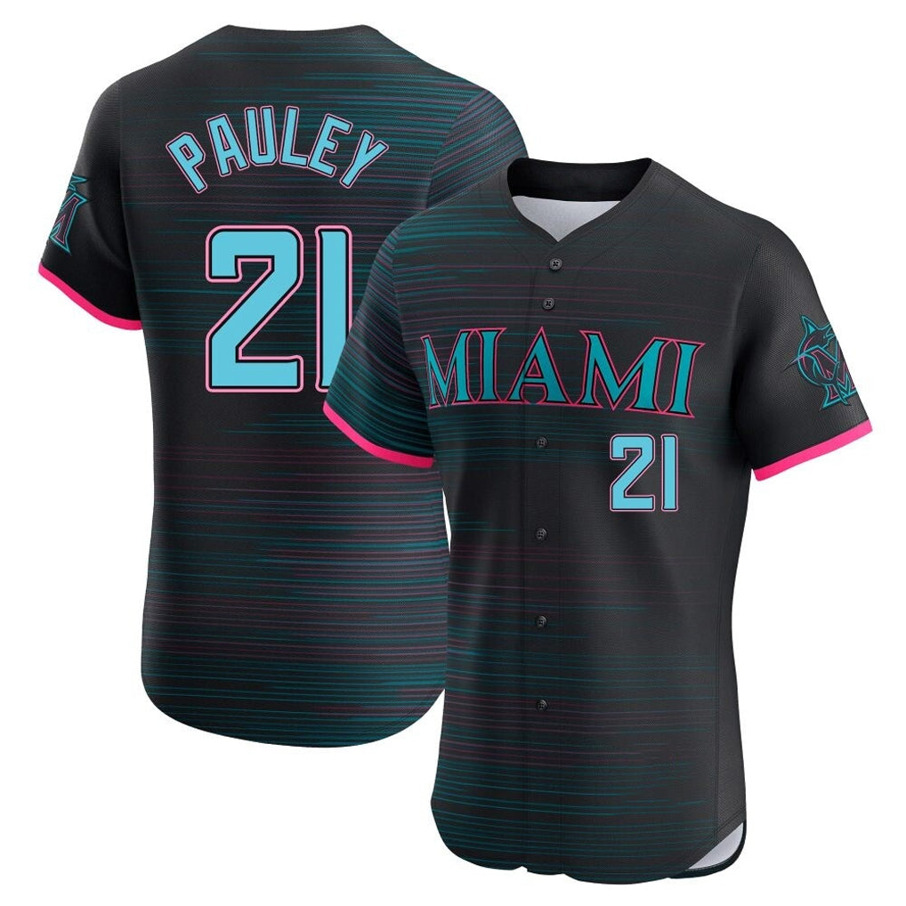Johmsee M.Marlins #21 Graham Pauley Player Black City Connect Home Limited Elite Stitched Jerseys