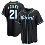 Johmsee M.Marlins #21 Graham Pauley Player Black Fashion Out Home Game Stitched Jerseys