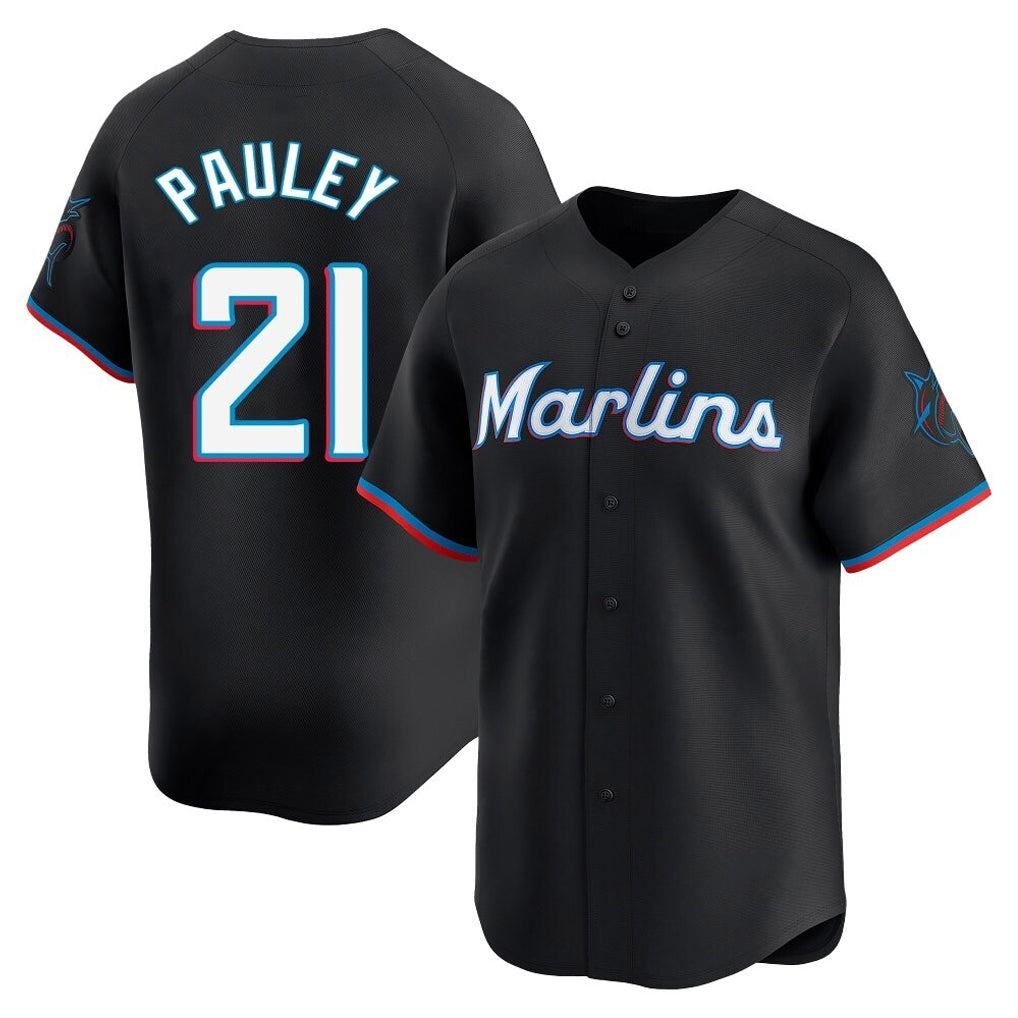 Johmsee M.Marlins #21 Graham Pauley Player Black  Home Limited Stitched Jerseys