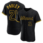 Johmsee M.Marlins #21 Graham Pauley Player Black Snake Skin City Home Limited Elite Stitched Jerseys