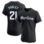 Johmsee M.Marlins #21 Graham Pauley Player Black Vapor Home Limited Elite Stitched Jerseys