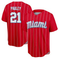 Johmsee M.Marlins #21 Graham Pauley Player Red City Connect Home Game Stitched Jerseys