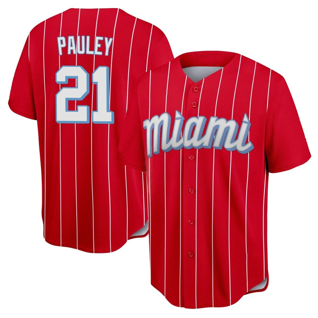 Johmsee M.Marlins #21 Graham Pauley Player Red City Connect Home Game Stitched Jerseys