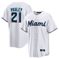 Johmsee M.Marlins #21 Graham Pauley Player White  Home Game Stitched Jerseys