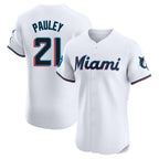 Johmsee M.Marlins #21 Graham Pauley Player White  Home Limited Elite Stitched Jerseys