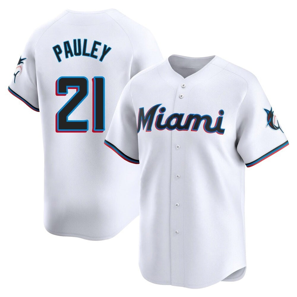 Johmsee M.Marlins #21 Graham Pauley Player White  Home Limited Stitched Jerseys