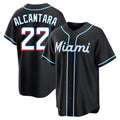 Johmsee M.Marlins #22 Sandy Alcantara Player Black Fashion Out Home Game Stitched Jerseys