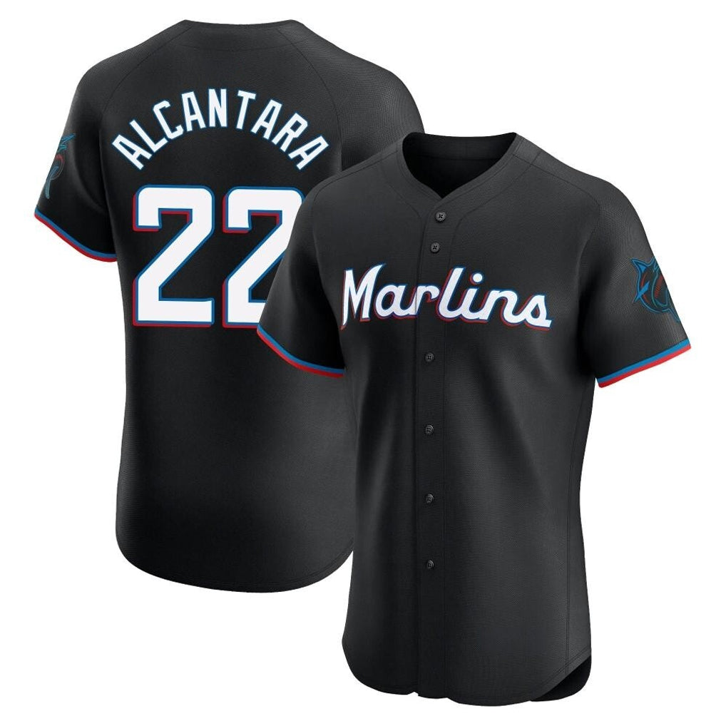 Johmsee M.Marlins #22 Sandy Alcantara Player Black Vapor Home Limited Elite Stitched Jerseys