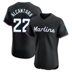 Johmsee M.Marlins #22 Sandy Alcantara Player Black Vapor Home Limited Elite Stitched Jerseys