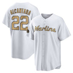 Johmsee M.Marlins #22 Sandy Alcantara Player Gold Home Game Stitched Jerseys