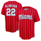 Johmsee M.Marlins #22 Sandy Alcantara Player Red City Connect Home Game Stitched Jerseys