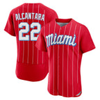 Johmsee M.Marlins #22 Sandy Alcantara Player Red City Connect Home Limited Elite Stitched Jerseys