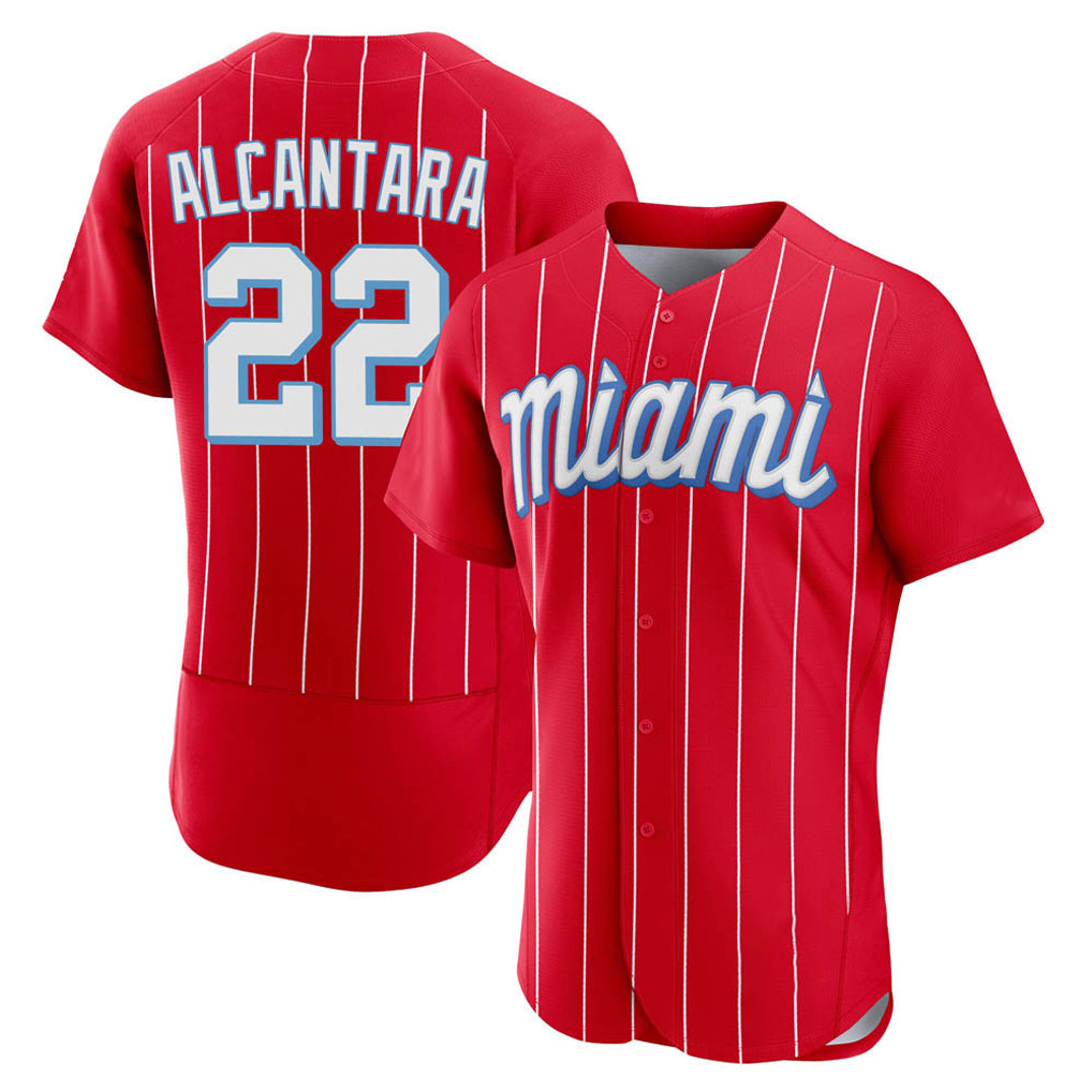 Johmsee M.Marlins #22 Sandy Alcantara Player Red City Connect Home Limited Elite Stitched Jerseys