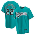 Johmsee M.Marlins #22 Sandy Alcantara Player Teal  Home Game Stitched Jerseys