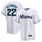 Johmsee M.Marlins #22 Sandy Alcantara Player White Home Game Stitched Jerseys