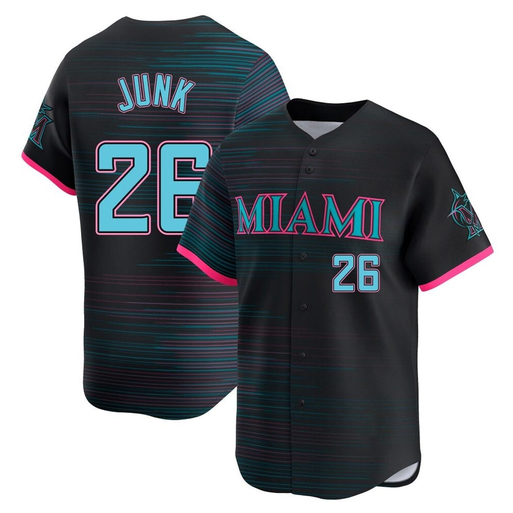 Johmsee M.Marlins #26 Janson Junk Player Black City Connect Home Limited Stitched Jerseys