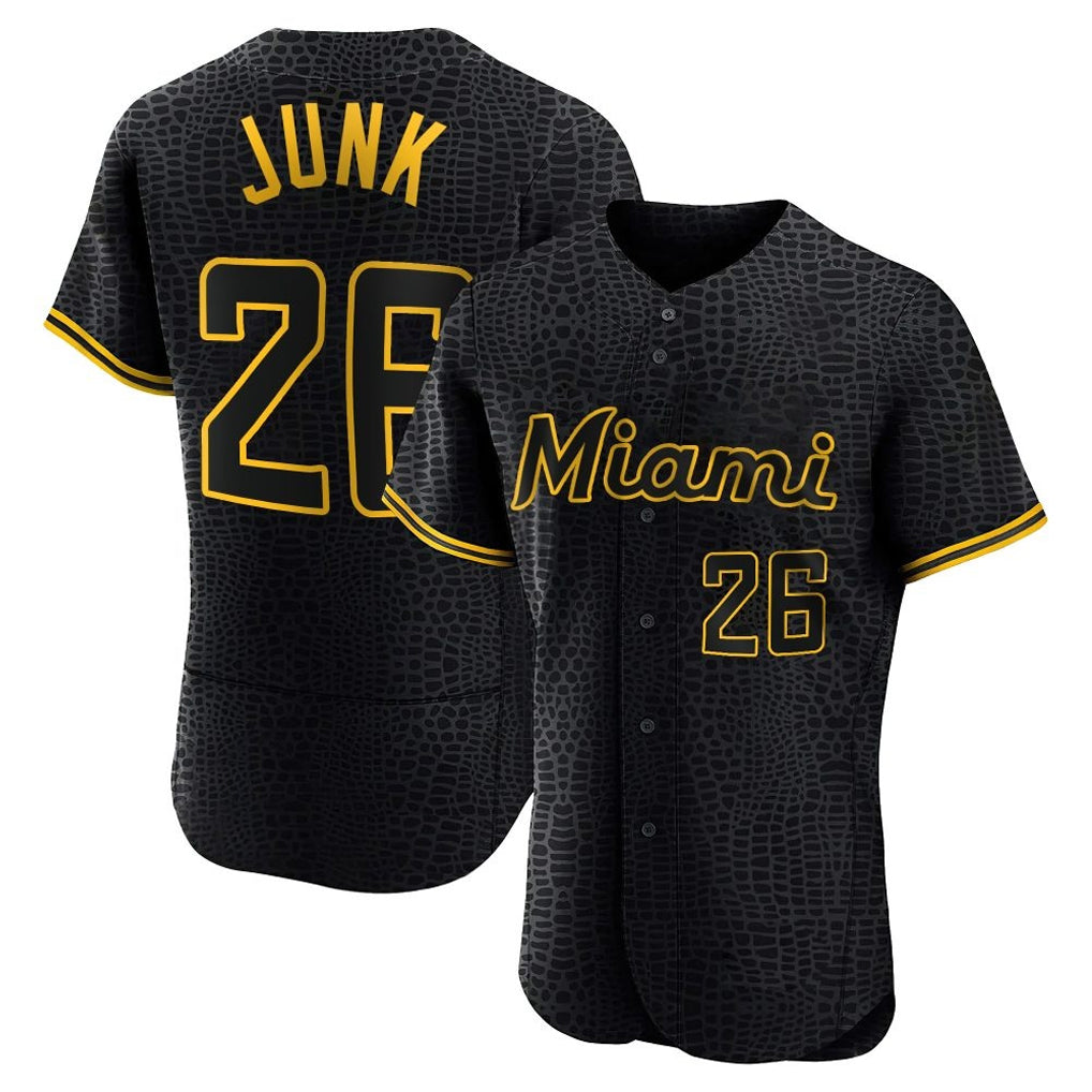 Johmsee M.Marlins #26 Janson Junk Player Black Snake Skin City Home Limited Elite Stitched Jerseys