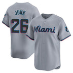 Johmsee M.Marlins #26 Janson Junk Player Gray Home Limited Stitched Jerseys