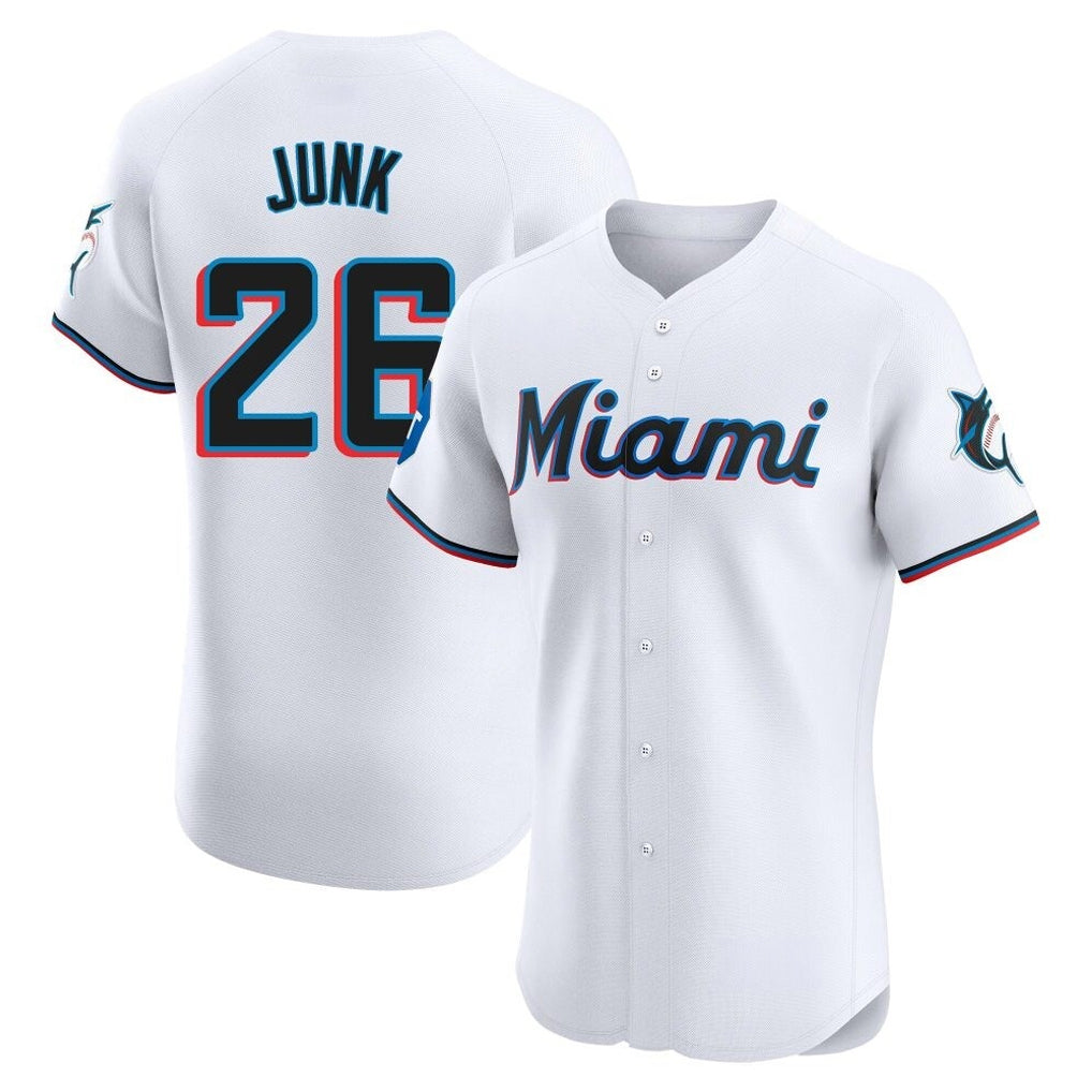 Johmsee M.Marlins #26 Janson Junk Player White  Home Limited Elite Stitched Jerseys